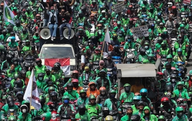 Foto: Ilustrasi demonstrasi ojol.